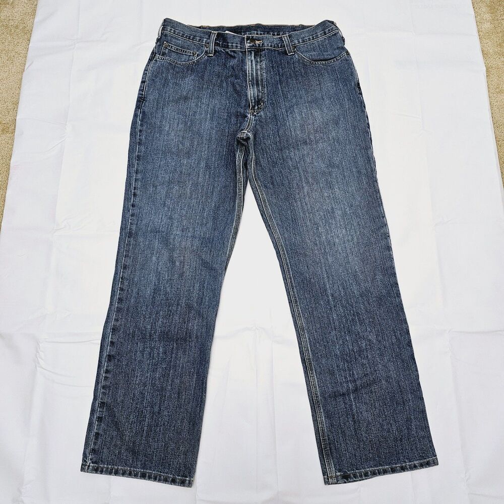 Carhartt Jeans Mens 38X30 Relaxed Fit Denim Blue Workwear Rugged Utilitarian - Picture 2 of 6